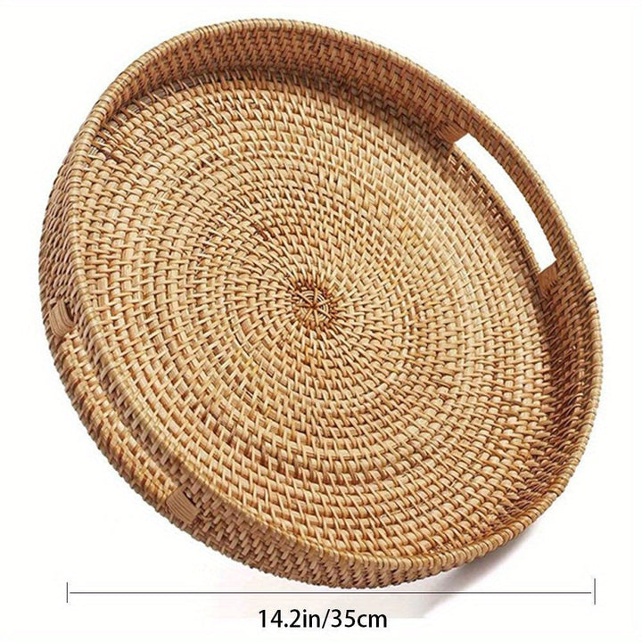RattanServe - Elegant Handmade Tray of Natural Rattan Bowlift