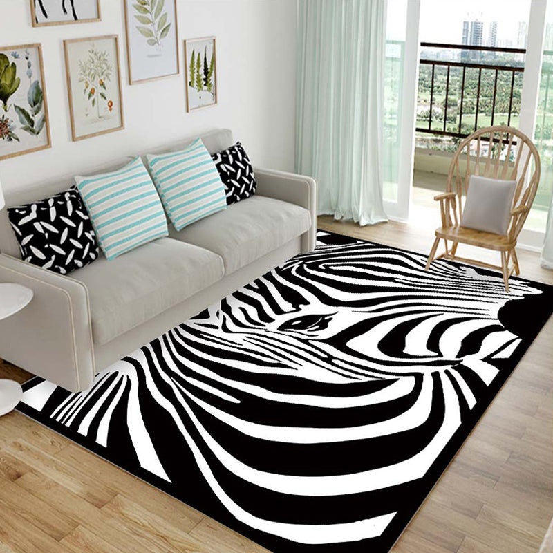 BowLift | Children's animal pattern rug black and blue acrylic rug washable pet-friendly non-slip rug for the children's room