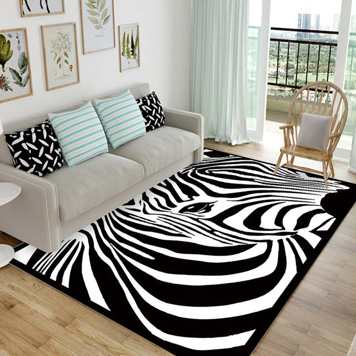BowLift | Children's animal pattern rug black and blue acrylic rug washable pet-friendly non-slip rug for the children's room