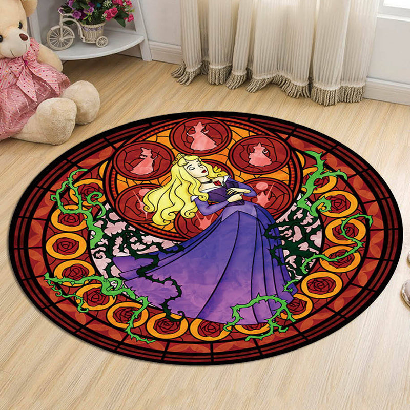 BowLift | Kids Cartoon Princess Pattern Rug Multicolor Polyester Rug Washable Pet-Friendly Non-Slip Rug for the Kids' Room