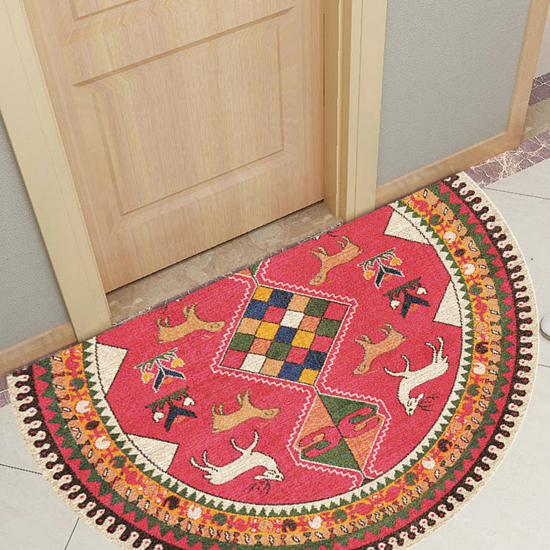 BowLift | Moroccan tribal floral pattern rug multicolored polyester rug machine washable pet friendly non-slip doormat for the living room