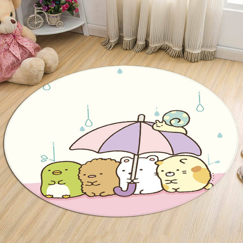 BowLift | Stylish Cartoon Animal Pattern Carpet Multicolor Children's Carpet Polyester Washable Pet-Friendly Non-Slip Rug for Children's Room