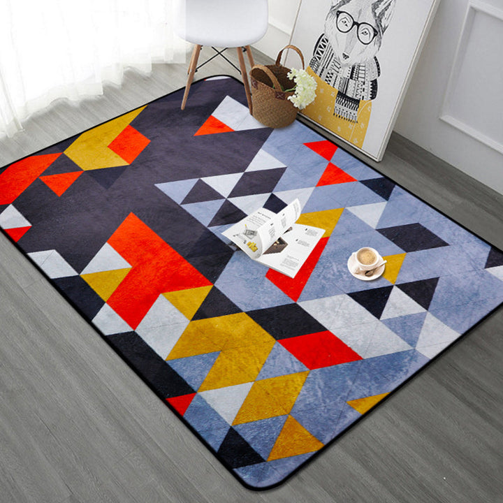 Simple geometric pattern rug multicolored Nordic rug polyester pet-friendly non-slip backing washable area rug for the living room | Bowlift