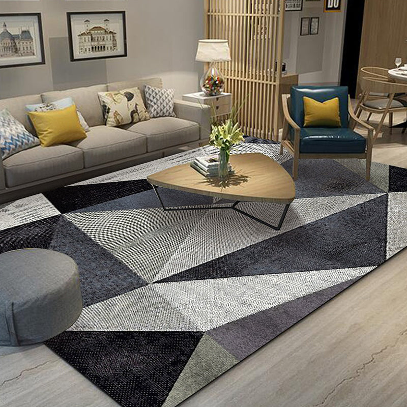 New geometric pattern rug multicolor polyester rug washable pet-friendly non-slip rug for the living room | Bowlift