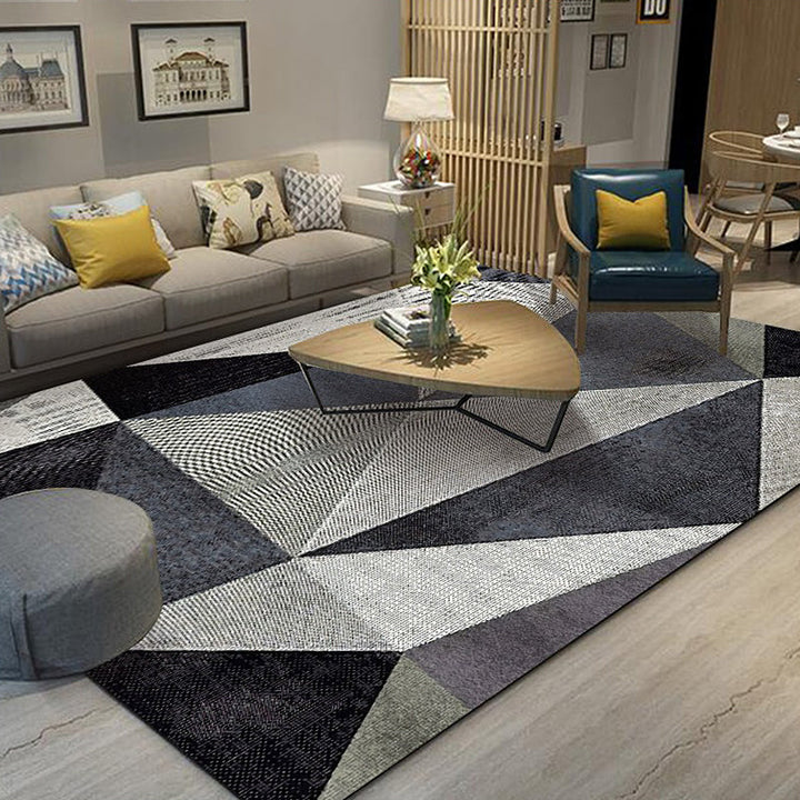 New geometric pattern rug multicolor polyester rug washable pet-friendly non-slip rug for the living room | Bowlift