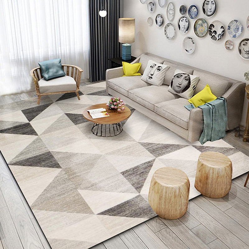 Stylish geometric pattern rug Blue novelty rug Polyester pet-friendly non-slip back washable rug for the living room | Bowlift