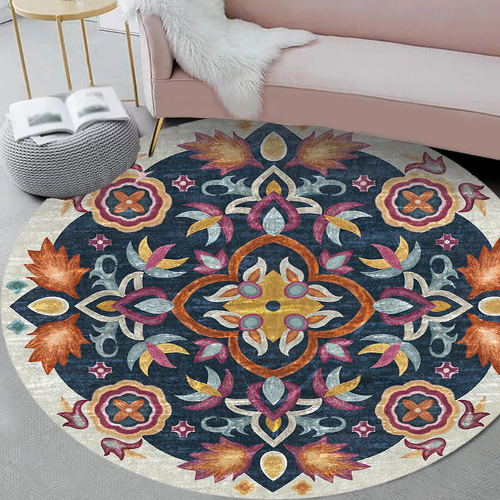 BowLift | Unique Flower Pattern Rug Colorful Moroccan Rug Polyester Pet Friendly Non-Slip Back Washable Rug for the Living Room