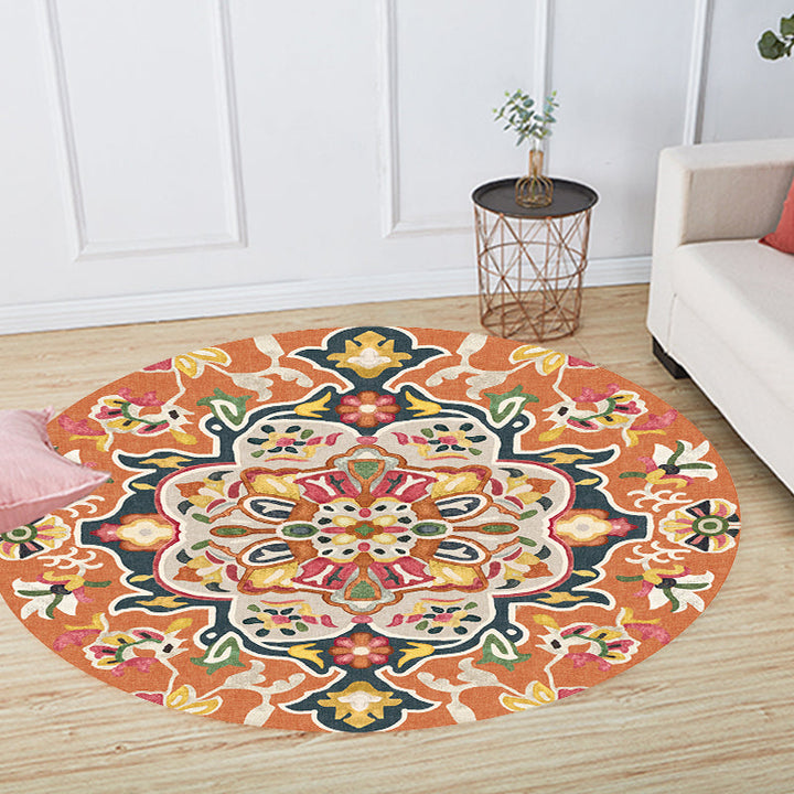 BowLift | Unique Flower Pattern Rug Colorful Moroccan Rug Polyester Pet Friendly Non-Slip Back Washable Rug for the Living Room