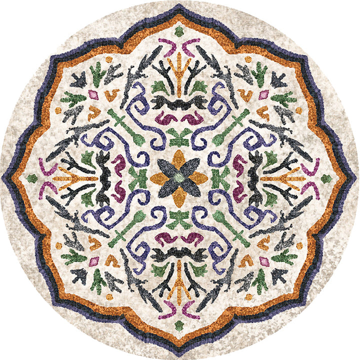 BowLift | Unique Flower Pattern Rug Colorful Moroccan Rug Polyester Pet Friendly Non-Slip Back Washable Rug for the Living Room