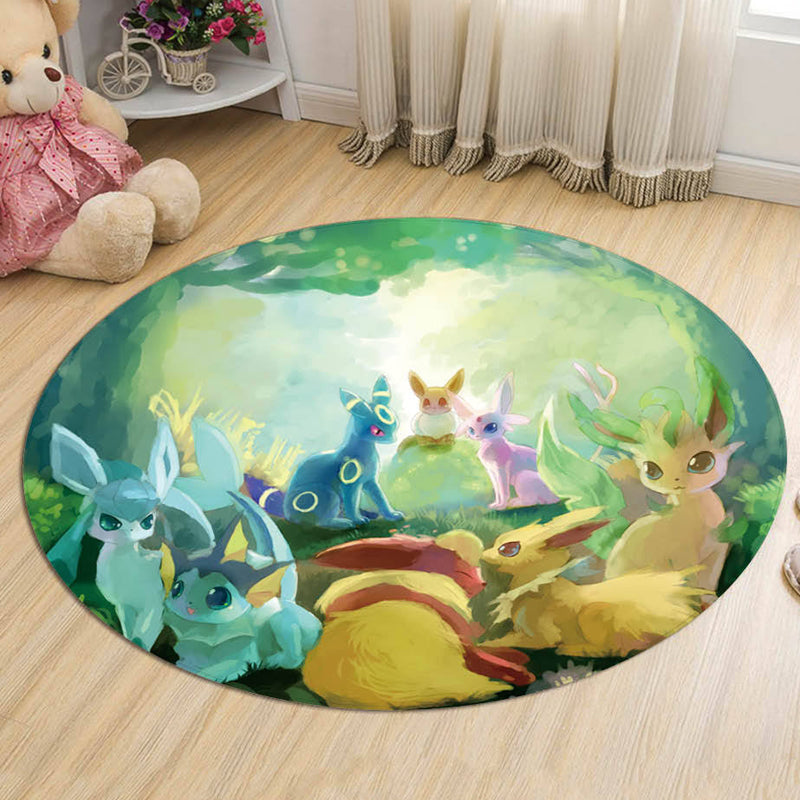 BowLift | Kids Cartoon Character Pattern Carpet Multicolored Polyester Carpet Washable Pet Friendly Non-slip Rug for the Children's Room