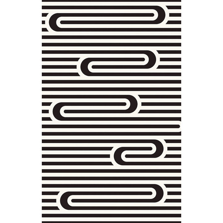 BowLift | Modern Striped Pattern Carpet Black and White Polyester Carpet Washable Pet Friendly Non-Slip Area Rug for Living Room