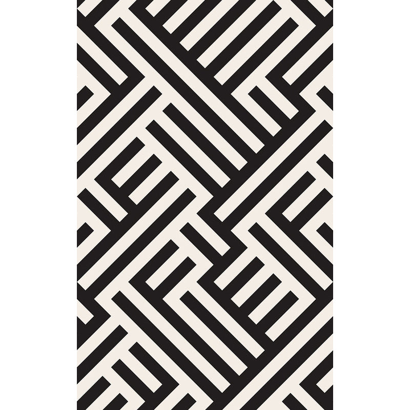 BowLift | Modern Striped Pattern Carpet Black and White Polyester Carpet Washable Pet Friendly Non-Slip Area Rug for Living Room