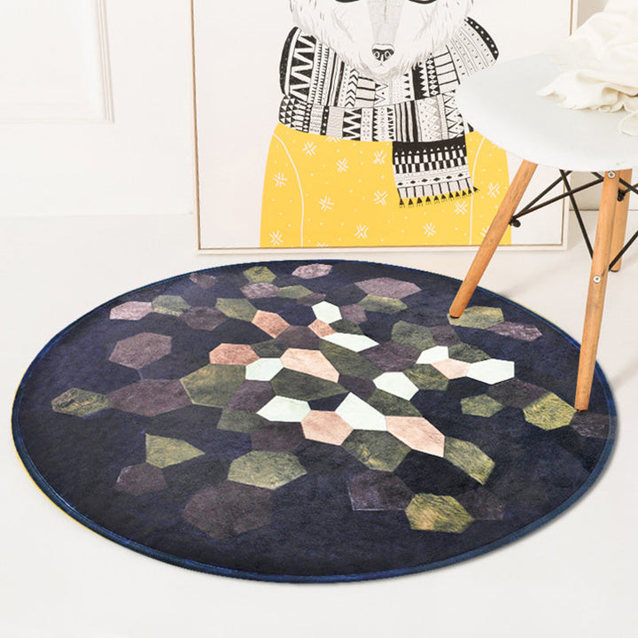Stylish geometric patterned carpet multicolored modernist rug polyester washable pet-friendly non-slip rug for the bedroom | Bowlift