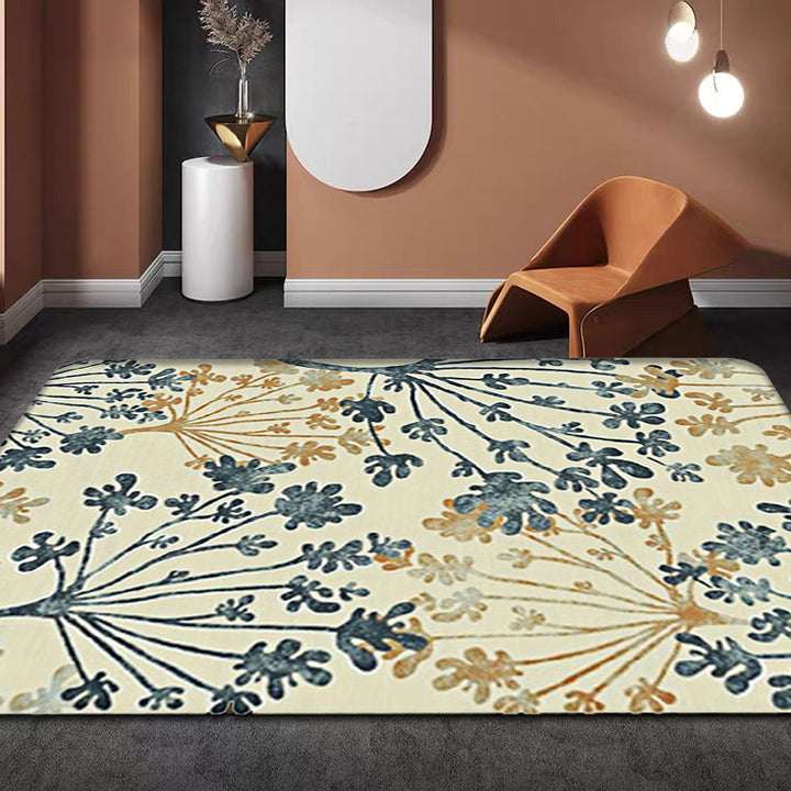 Modern leaf pattern rug Green and Beige Polyester rug Washable Pet-friendly Non-slip rug for the living room | Bowlift