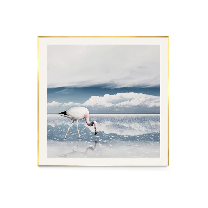 BowLift | Lake and Flamingo Painting Tropical Style Canvas Wall Print, Multiple Sizes