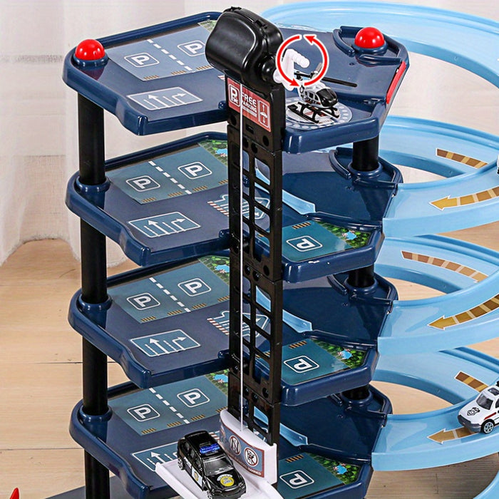 BowLift | FirePark Garage Playset – Multi-Level Fire Station with Fire Trucks & Traffic Signs for Adventurous Kids