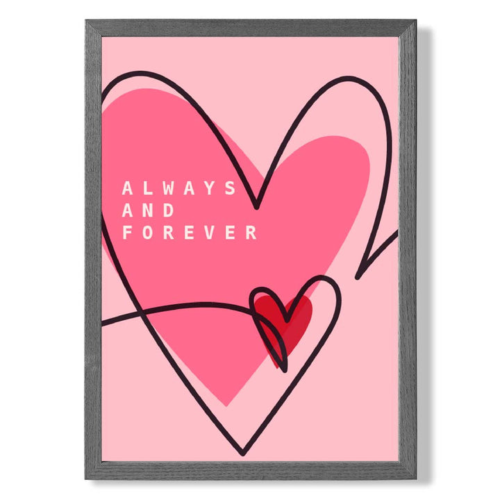 Always and Forever Sketch Hearts Framed Art Print | Bowlift