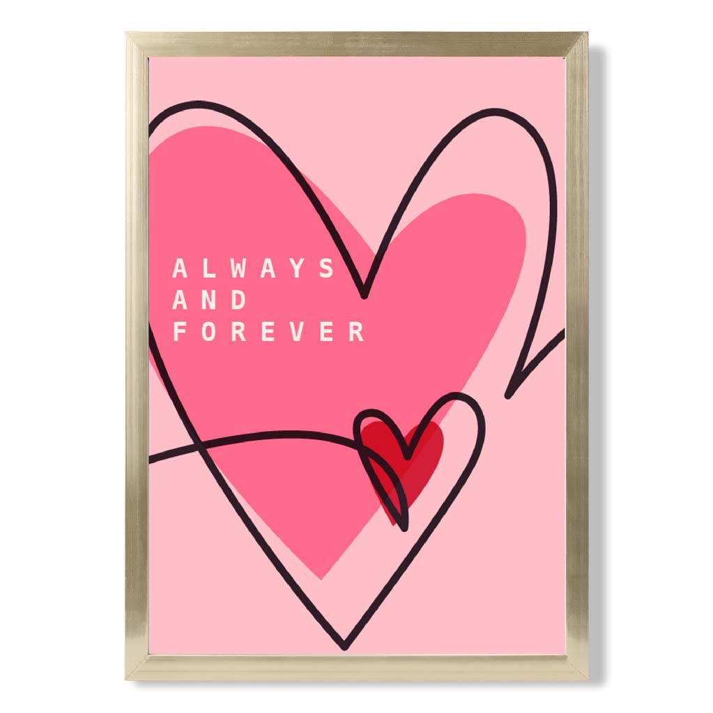 Always and Forever Sketch Hearts Framed Art Print | Bowlift