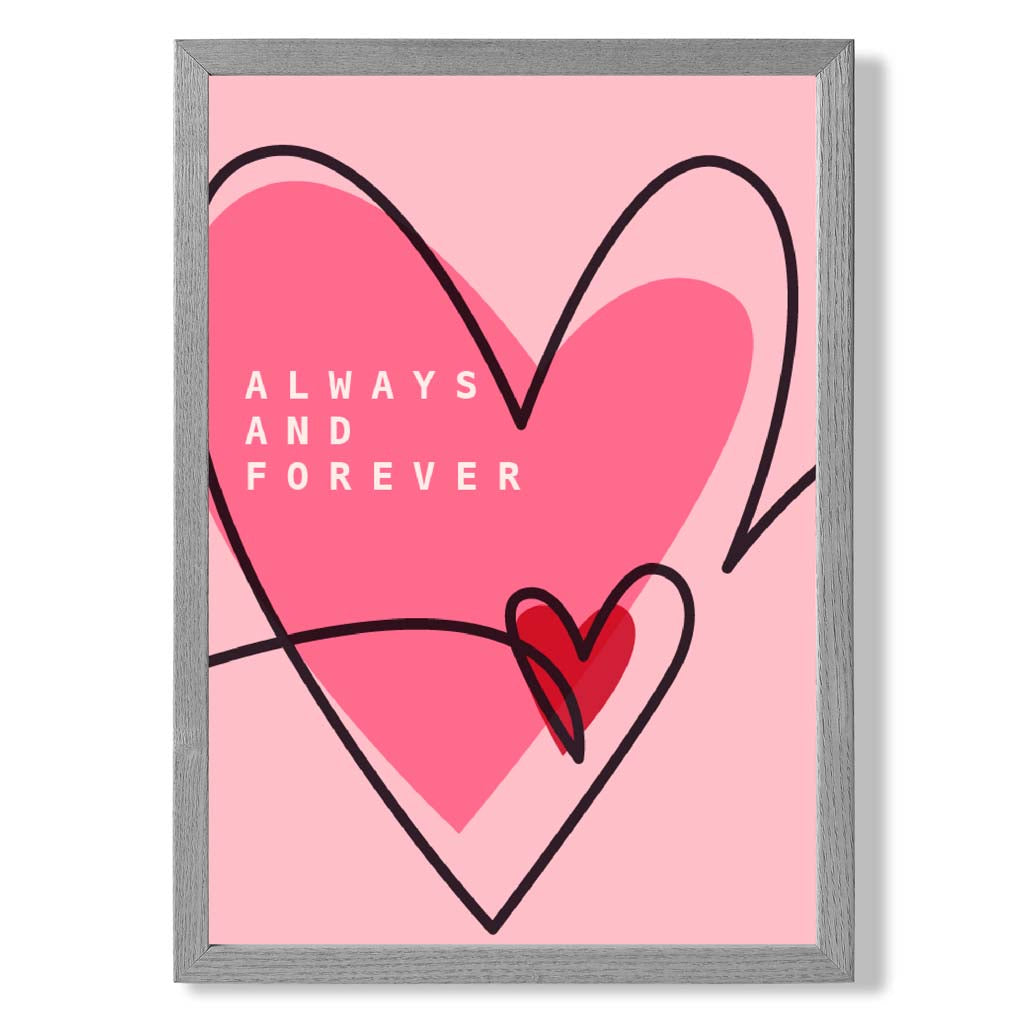 Always and Forever Sketch Hearts Framed Art Print | Bowlift