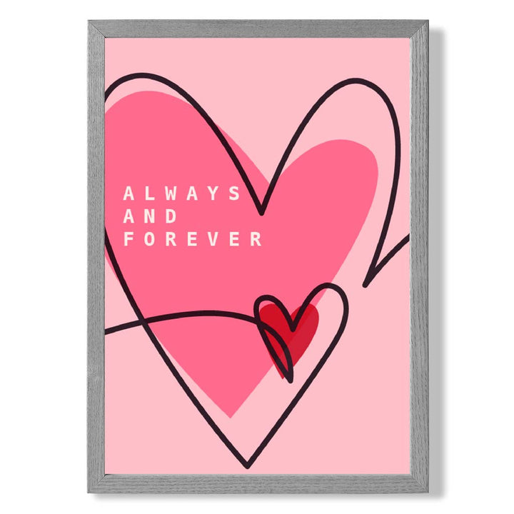 Always and Forever Sketch Hearts Framed Art Print | Bowlift