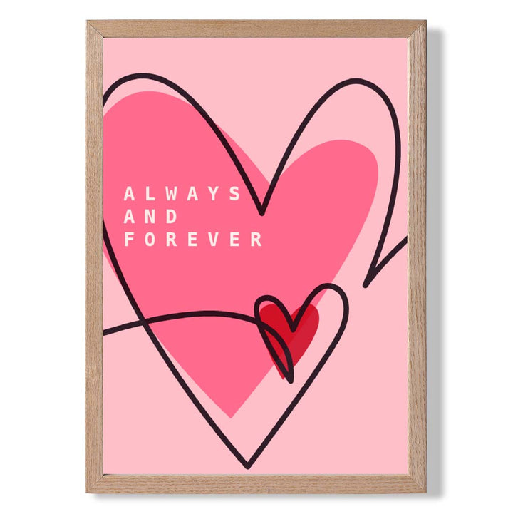 Always and Forever Sketch Hearts Framed Art Print | Bowlift