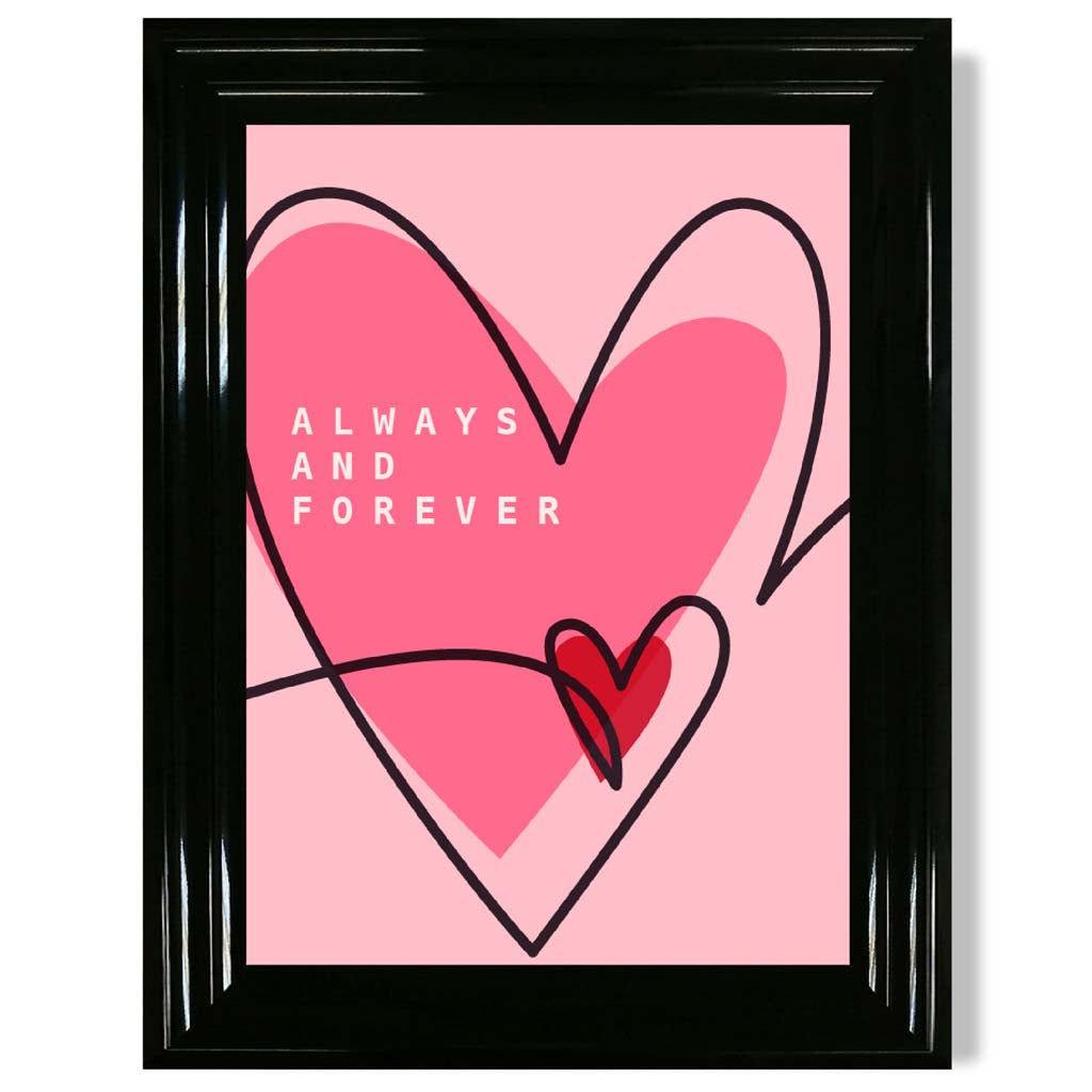 Always and Forever Sketch Hearts Framed Art Print | Bowlift