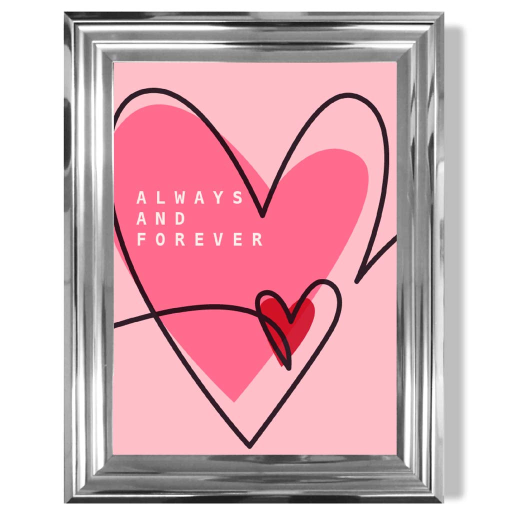 Always and Forever Sketch Hearts Framed Art Print | Bowlift