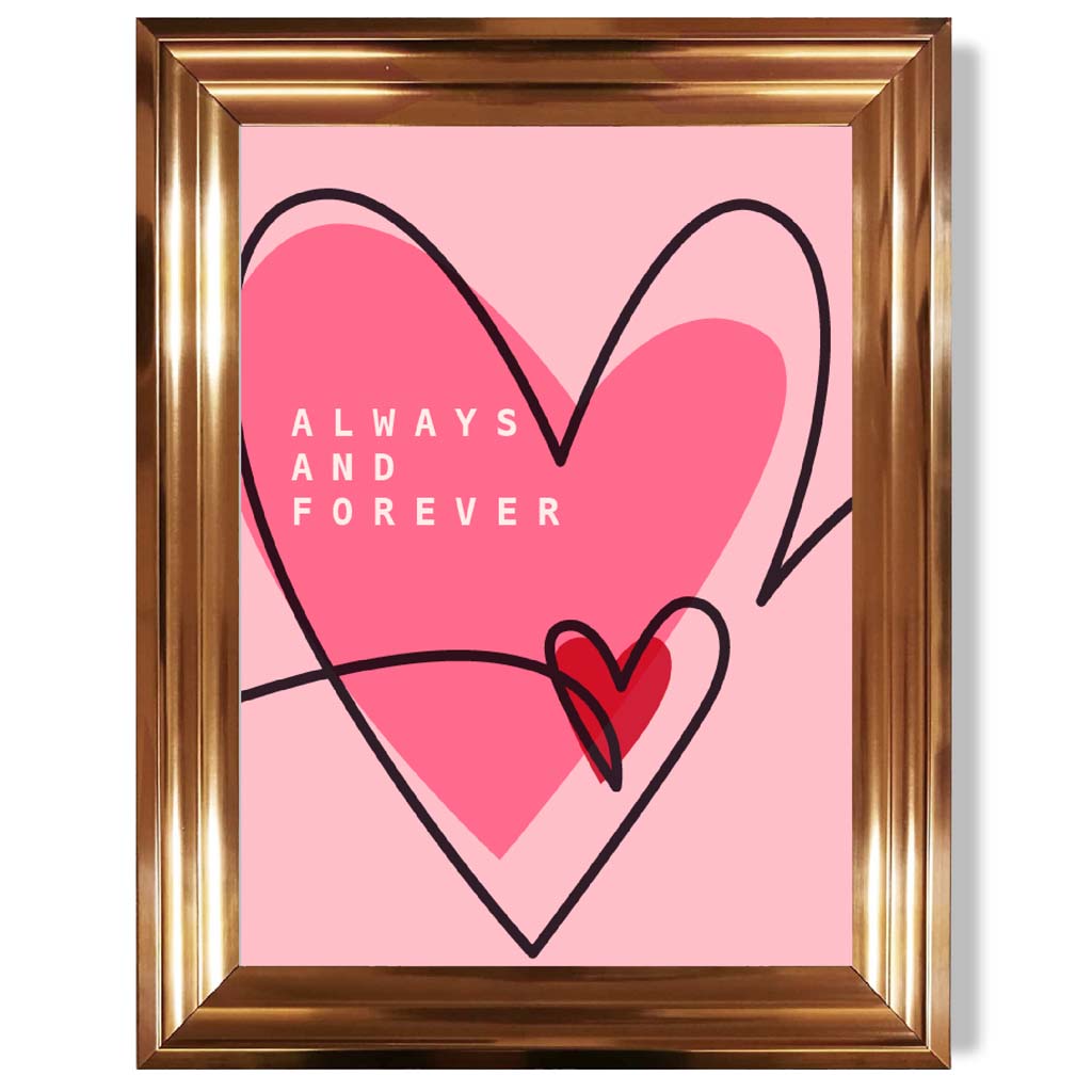 Always and Forever Sketch Hearts Framed Art Print | Bowlift
