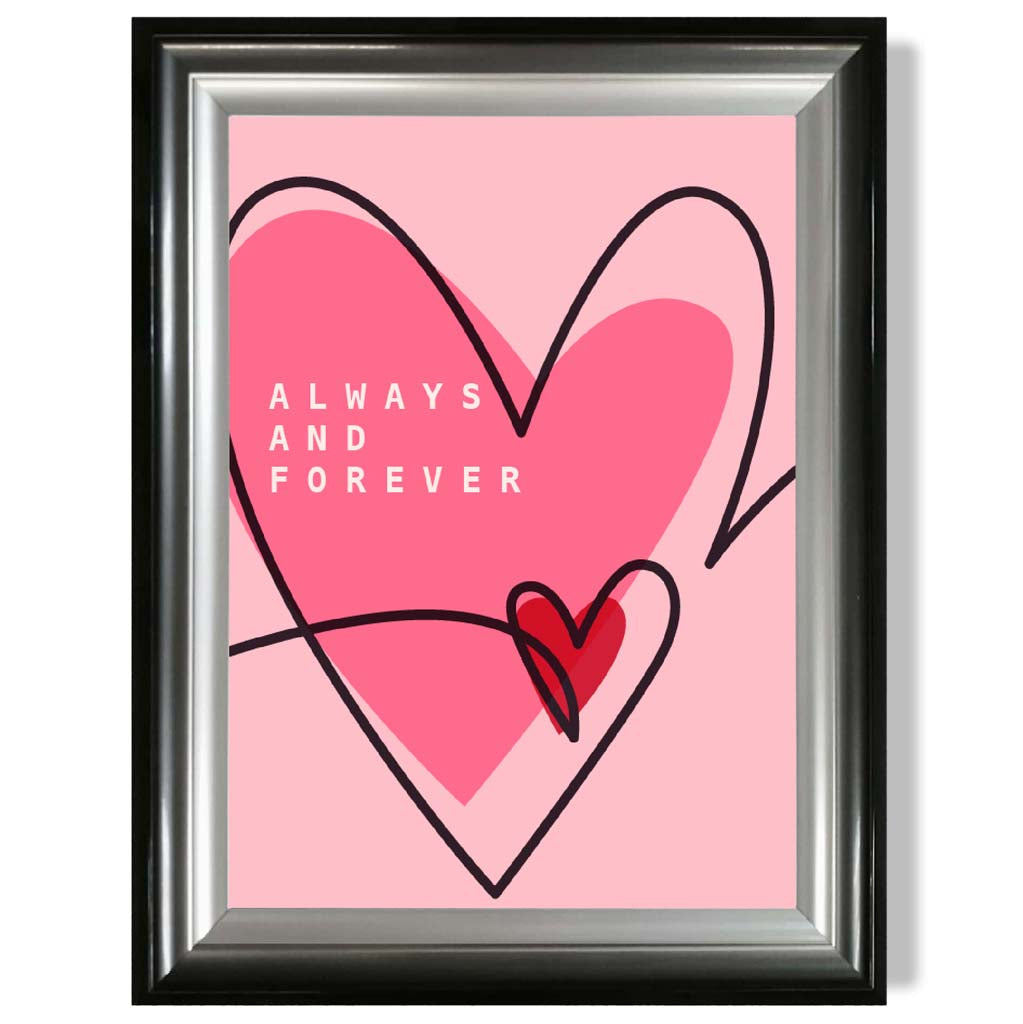 Always and Forever Sketch Hearts Framed Art Print | Bowlift