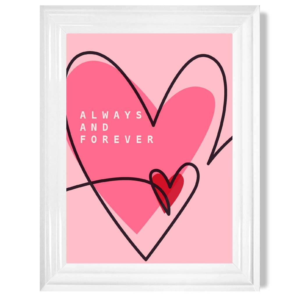 Always and Forever Sketch Hearts Framed Art Print | Bowlift