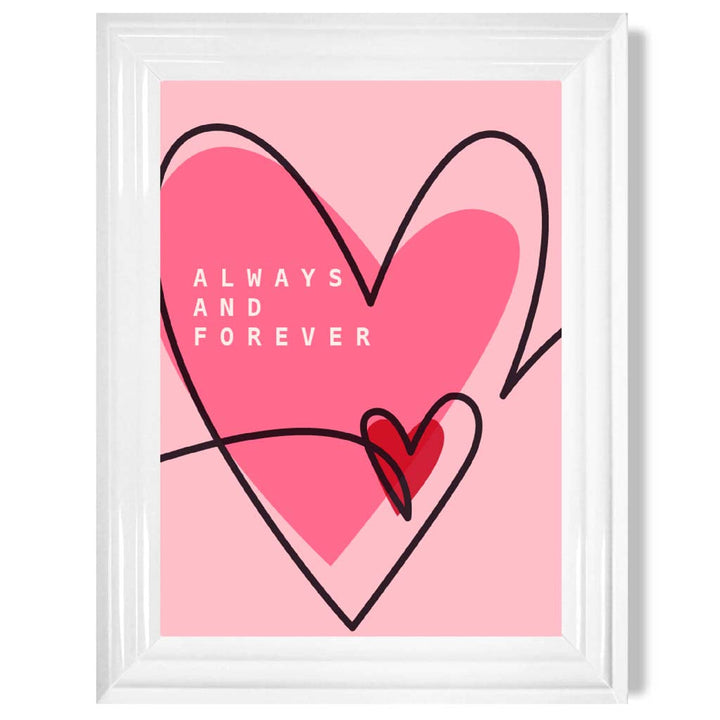 Always and Forever Sketch Hearts Framed Art Print | Bowlift