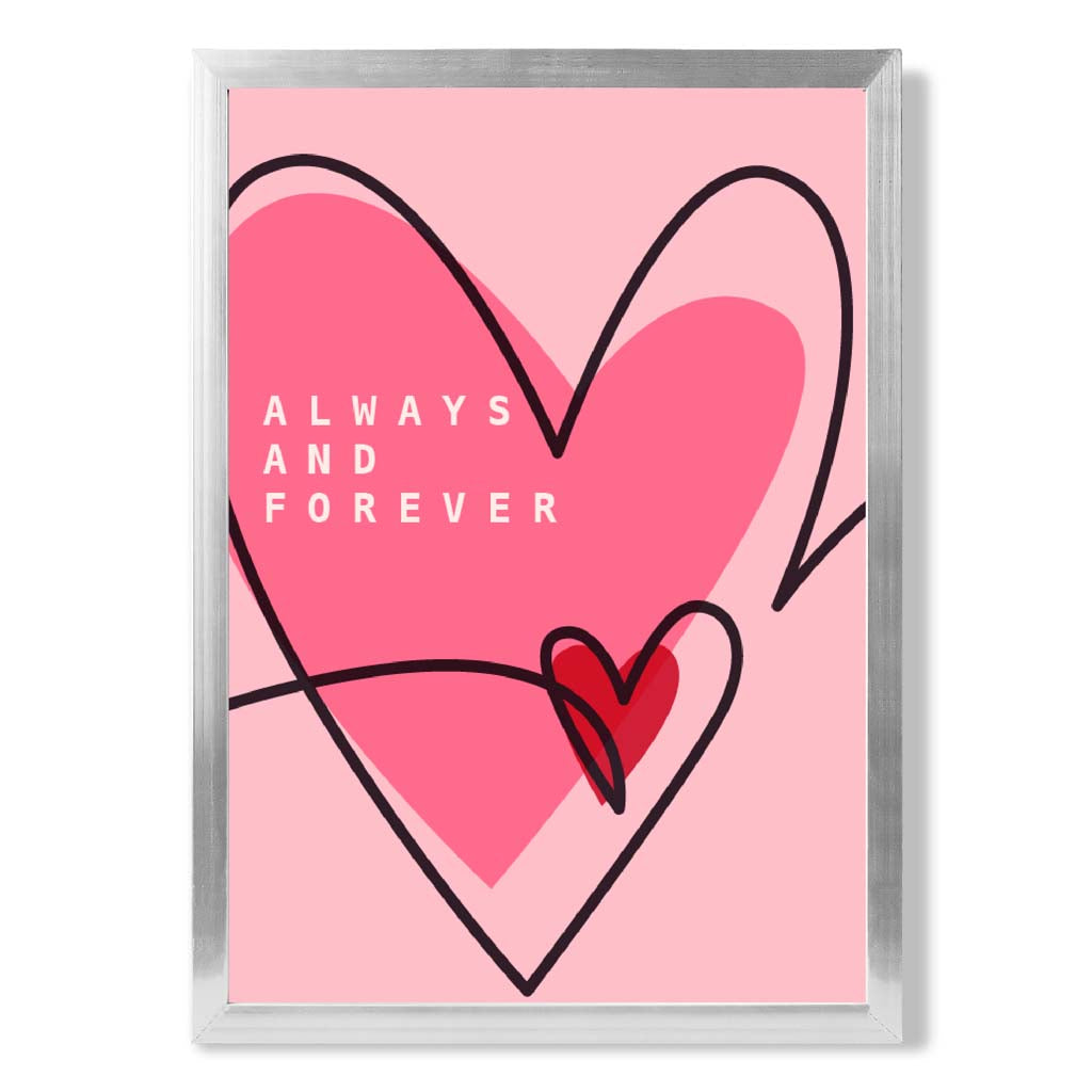 Always and Forever Sketch Hearts Framed Art Print | Bowlift