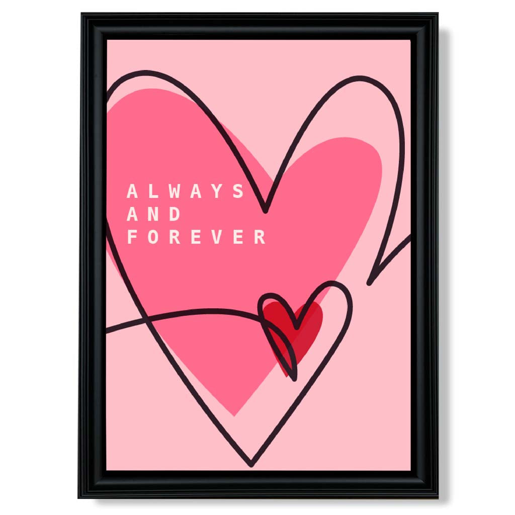 Always and Forever Sketch Hearts Framed Art Print | Bowlift