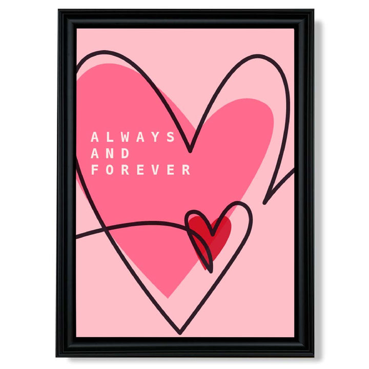 Always and Forever Sketch Hearts Framed Art Print | Bowlift