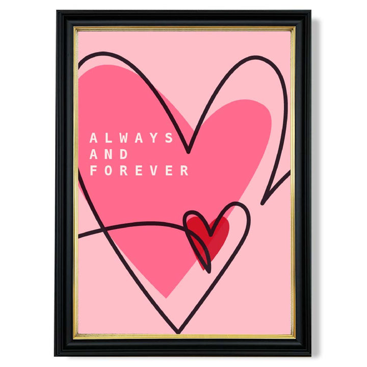Always and Forever Sketch Hearts Framed Art Print | Bowlift