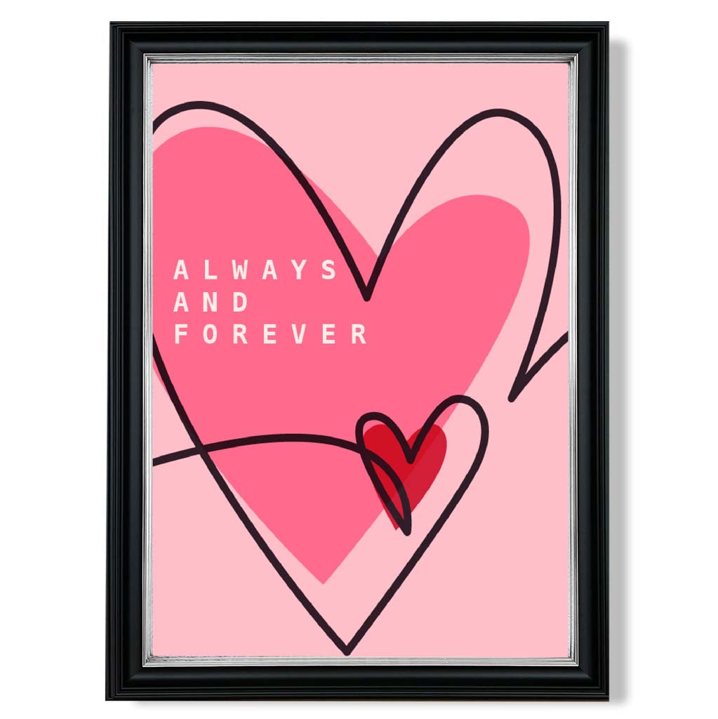 Always and Forever Sketch Hearts Framed Art Print | Bowlift