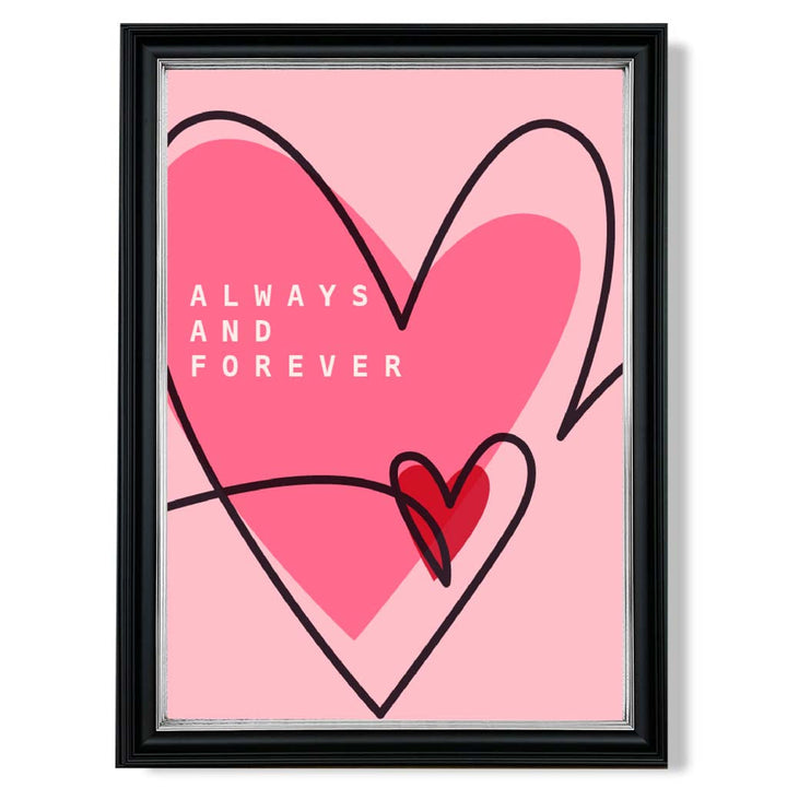 Always and Forever Sketch Hearts Framed Art Print | Bowlift