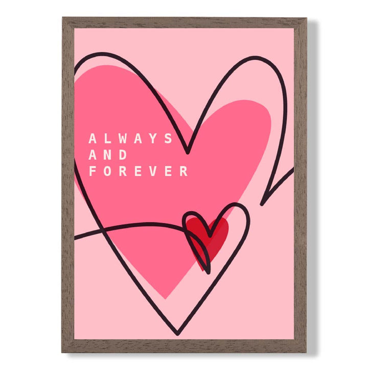 Always and Forever Sketch Hearts Framed Art Print | Bowlift