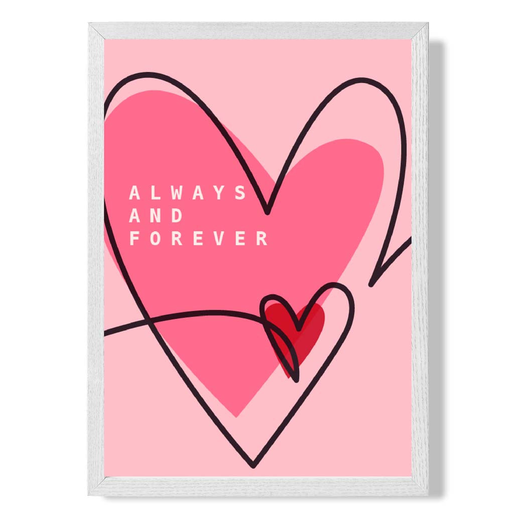 Always and Forever Sketch Hearts Framed Art Print | Bowlift