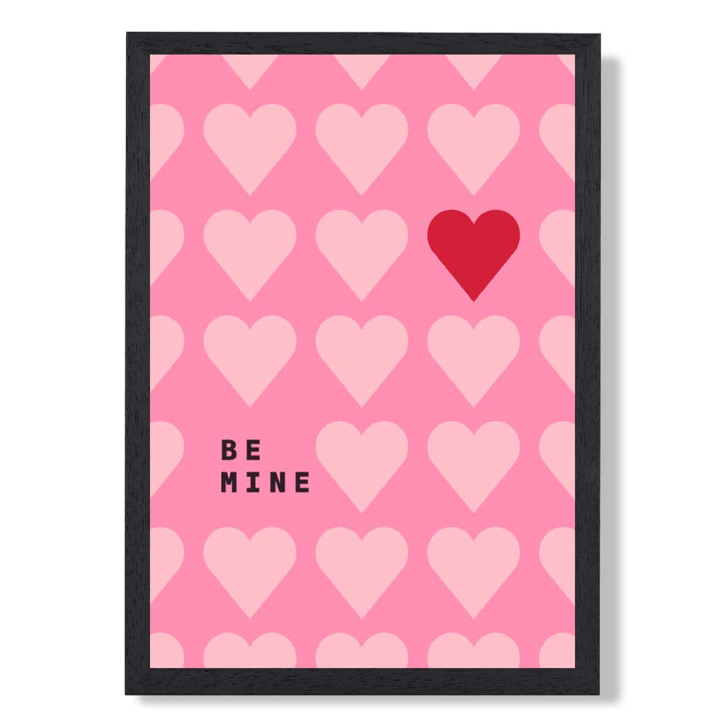 Be Mine Hearts Frame Art Print | Bowlift