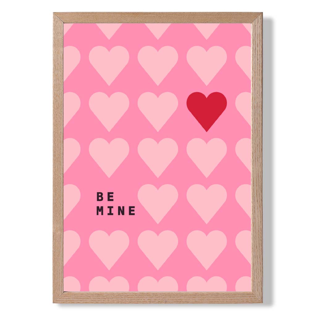 Be Mine Hearts Frame Art Print | Bowlift