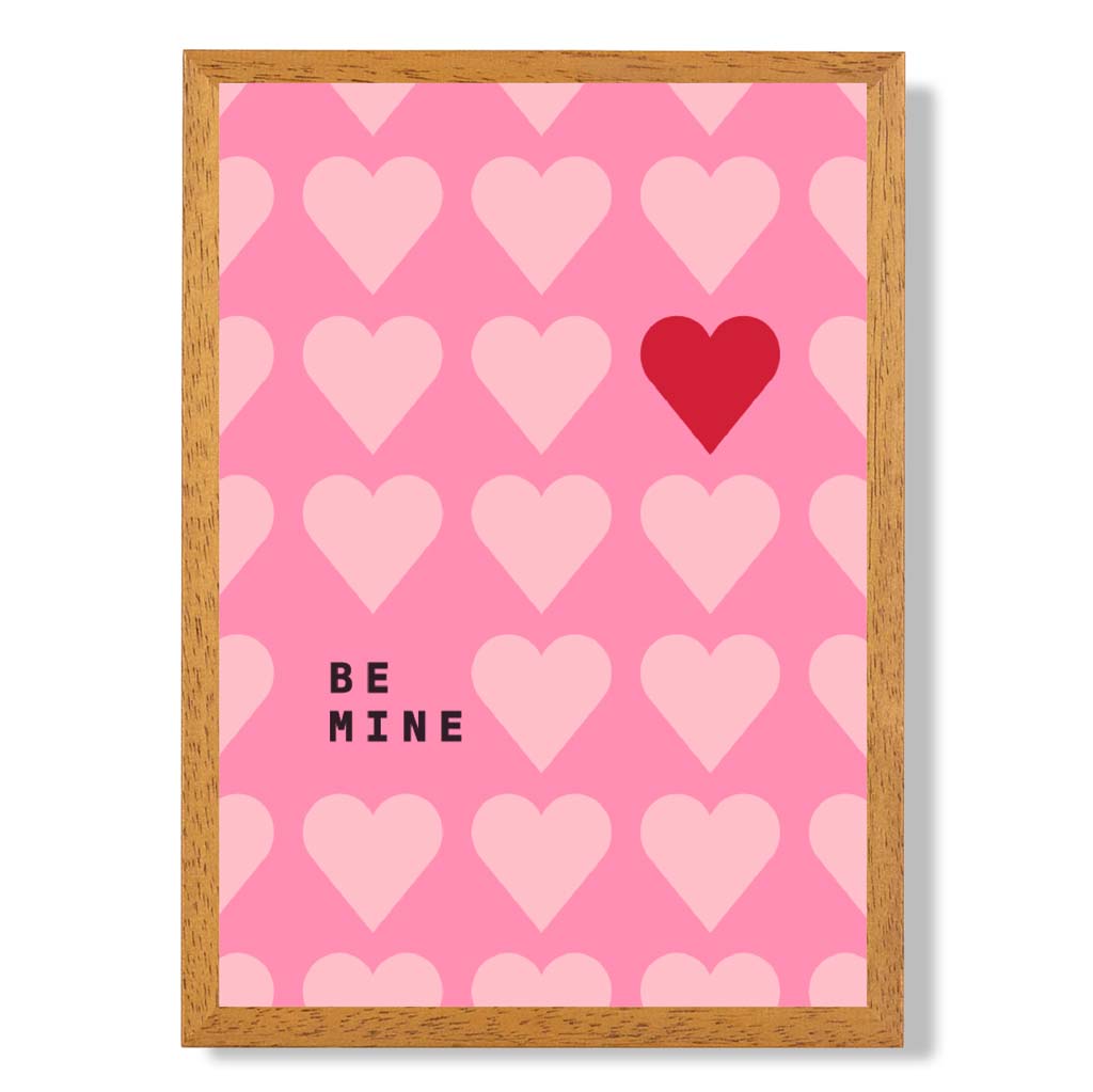 Be Mine Hearts Frame Art Print | Bowlift
