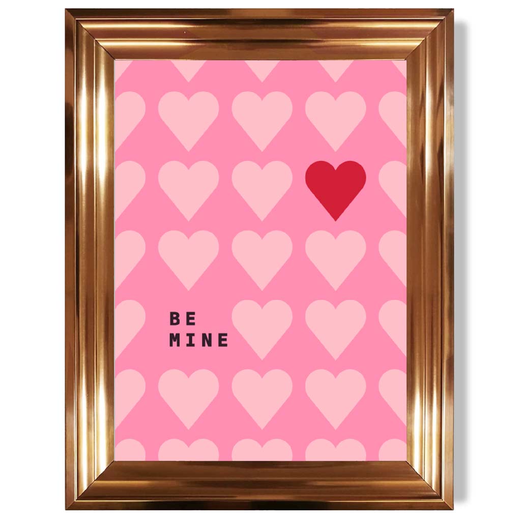 Be Mine Hearts Frame Art Print | Bowlift