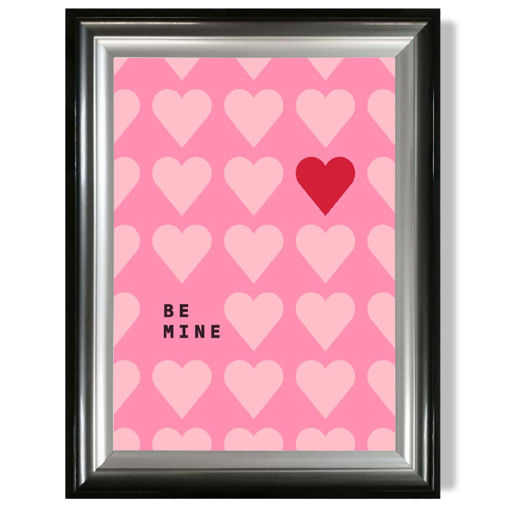 Be Mine Hearts Frame Art Print | Bowlift