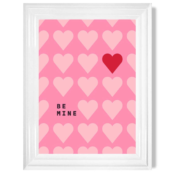 Be Mine Hearts Frame Art Print | Bowlift