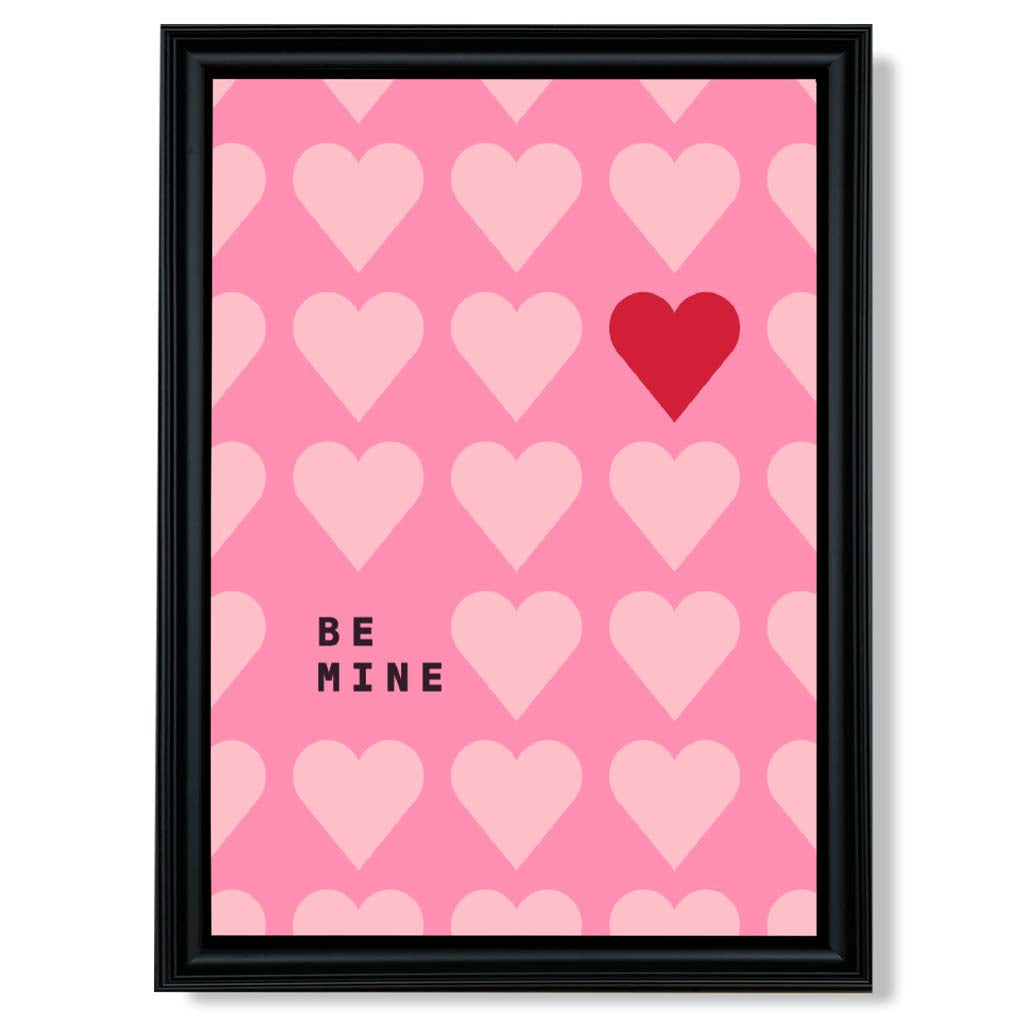 Be Mine Hearts Frame Art Print | Bowlift