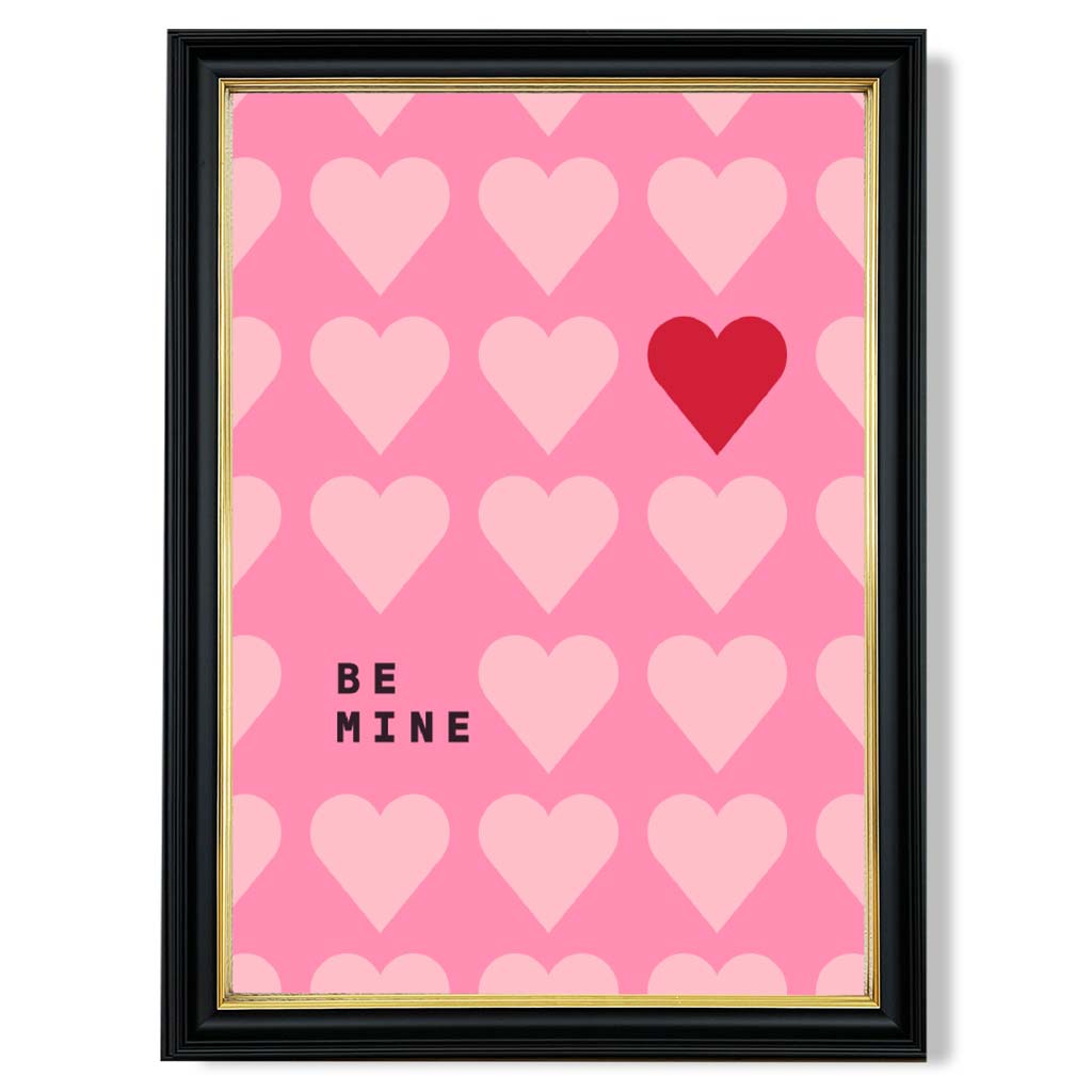 Be Mine Hearts Frame Art Print | Bowlift