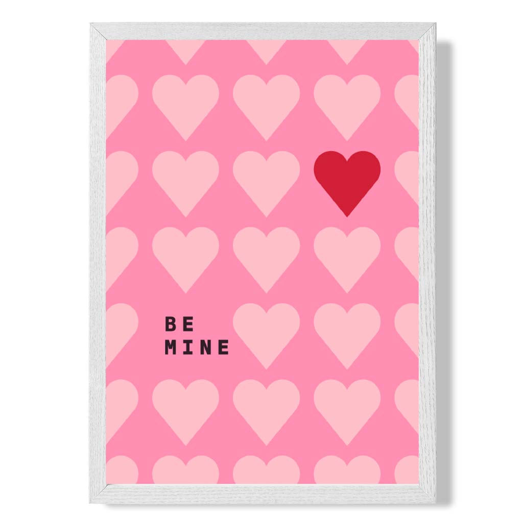 Be Mine Hearts Frame Art Print | Bowlift