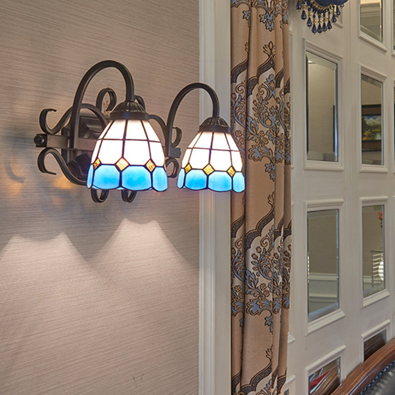 BowLift | Mediterranean Kopelevanity Lighting Stained Glass 2 Heads Wall Lamp Light for Bathroom