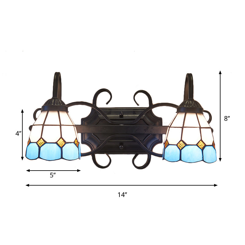 BowLift | Mediterranean Kopelevanity Lighting Stained Glass 2 Heads Wall Lamp Light for Bathroom